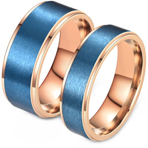 ***COI Titanium Blue Rose Step Edges Ring-00059AA