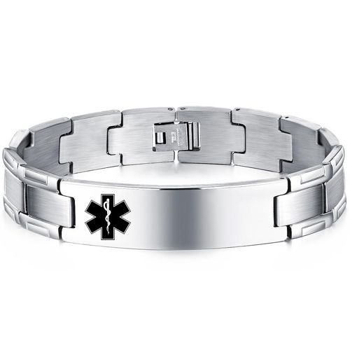 ***COI Titanium Medical Alert Bracelet With Steel Clasp(Length: 8.27 inches)-00206AA