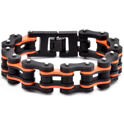 ***COI Black Titanium Orange Ceramic Bracelet With Steel Clasp(Length: 8.46 inches)-00245AA