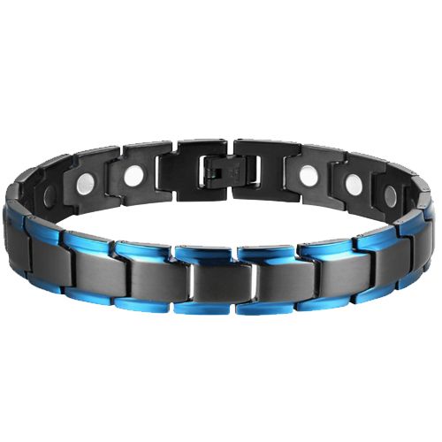 ***COI Titanium Black Blue Bracelet With Steel Clasp(Length: 8.46 inches)-00690AA