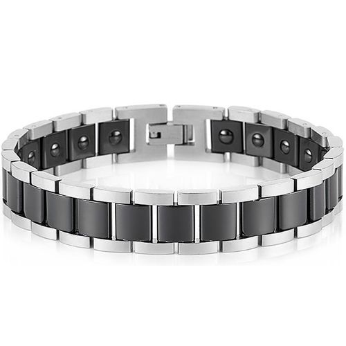 COI Titanium Black Ceramic Bracelet With Steel Clasp(Length: 8.46 inches)-8954AA