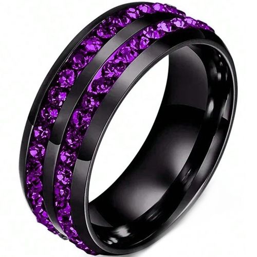 **COI Black Titanium Dome Court Ring With Cubic Zirconia-9823AA