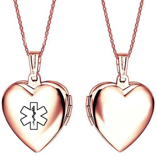 **COI Rose Titanium Medical Alert Heart Shape Pendant-9870AA