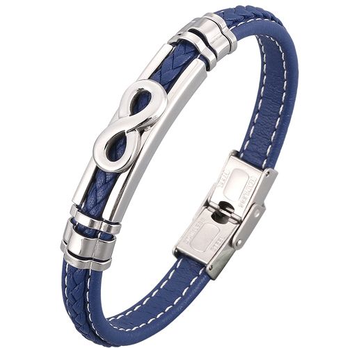 **COI Titanium Infinity Genuine Leather Bracelet With Stainless Steel Clasp(Length: 8.27 inches)-9881AA