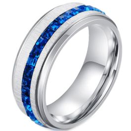 *COI Titanium Ring With Created Blue Sapphire-5911