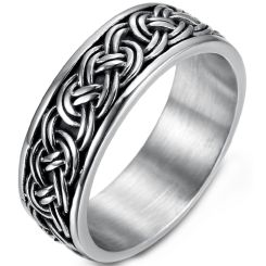 **COI Titanium Black Silver Infinity Celtic Ring-9822AA