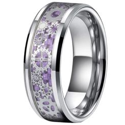 **COI Tungsten Carbide Gears Ring With Purple Carbon Fiber-9847AA