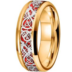 **COI Tungsten Carbide Black/Gold Tone/Rose/Silver/Blue Red Dragon Beveled Edges Ring-9855AA