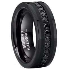 **COI Black Tungsten Carbide Ring With Cubic Zirconia-9864AA