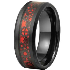 **COI Black Tungsten Carbide Gears Beveled Edges Ring-9895AA