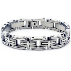 ***COI Titanium Cross Bracelet With Steel Clasp(Length: 8.27 inches)-00228AA