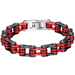 ***COI Titanium Black Red Bracelet With Steel Clasp(Length: 8.66 inches)-00229AA