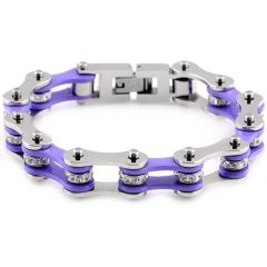 ***COI Titanium Purple Ceramic Cubic Zirconia Bracelet With Steel Clasp(Length: 8.27 inches)-00241AA