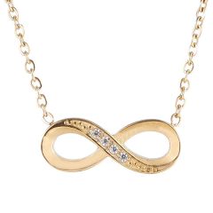 ***COI Titanium Gold Tone/Silver Infinity Necklace With Cubic Zirconia-00293AA