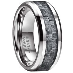 **COI Tungsten Carbide Beveled Edges Ring With Carbon Fiber-7315BB