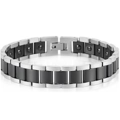 COI Titanium Black Ceramic Bracelet With Steel Clasp(Length: 8.46 inches)-8954AA