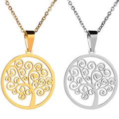 **COI Titanium Gold Tone/Silver Life Tree Pendant-9812AA