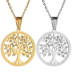 **COI Titanium Gold Tone/Silver Life Tree Pendant With Cubic Zirconia-9816AA