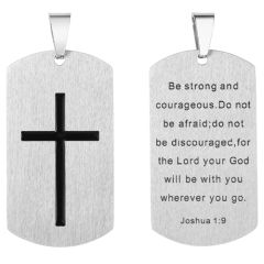 **COI Titanium Silver Black Cross Tag Pendant With Lord Prayer-9824AA