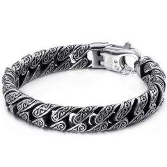 **COI Titanium Black Silver Celtic Bracelet With Steel Clasp(Length: 9.06 inches)-9829AA