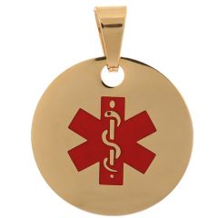 **COI Titanium Gold Tone/Silver Medical Alert Pendant-9845AA