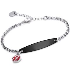 **COI Titanium Black/Rose/Silver/Gold Tone Silver Chain Medical Alert Bracelet With Steel Clasp(Length: 8.27 inches)-9867AA