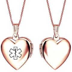 **COI Rose Titanium Medical Alert Heart Shape Pendant-9870AA