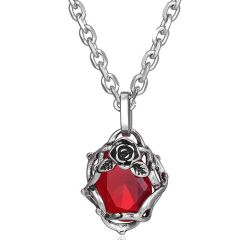 **COI Titanium Pendant With Created Red Ruby/Black Onyx-9929AA