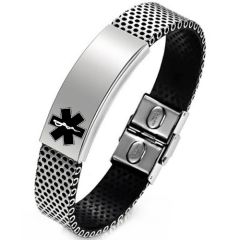 **COI Titanium Medical Alert Bracelet With Steel Clasp(Length: 7.48 inches)-9973AA