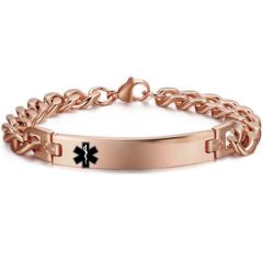 **COI Rose Titanium Medical Alert Bracelet With Steel Clasp(Length: 8.66 inches)-9977AA