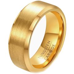 *COI Gold Tone Tungsten Carbide Polished Shiny Matt Beveled Edges Ring - TG1829